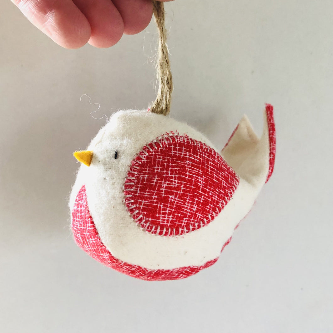 Hanging Bird - Red and White Cross Hatch