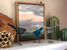 Load image into Gallery viewer, Bird with Wire Legs - Turquoise corduroy
