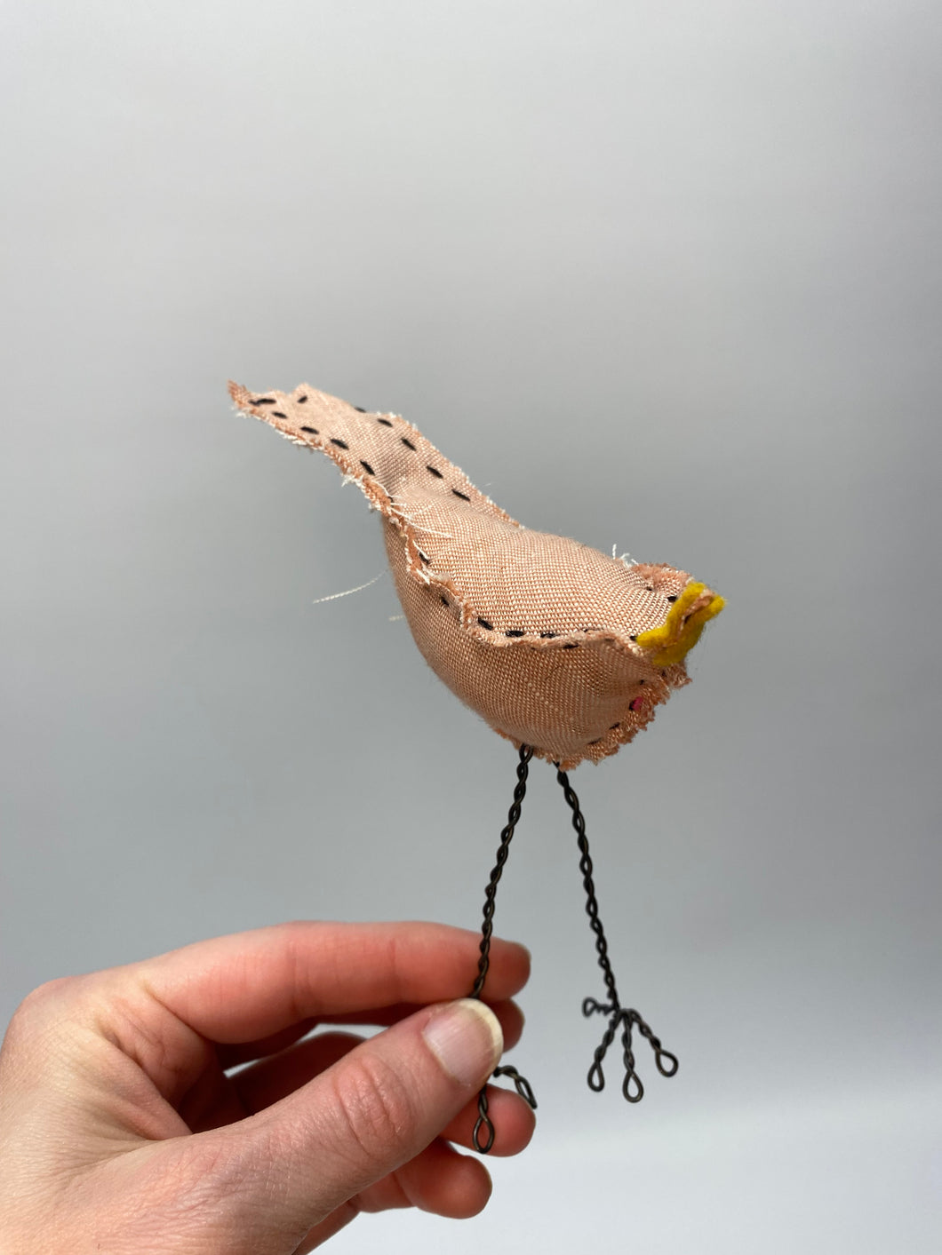 Bird with Wire Legs - Soft Pink - straight legs