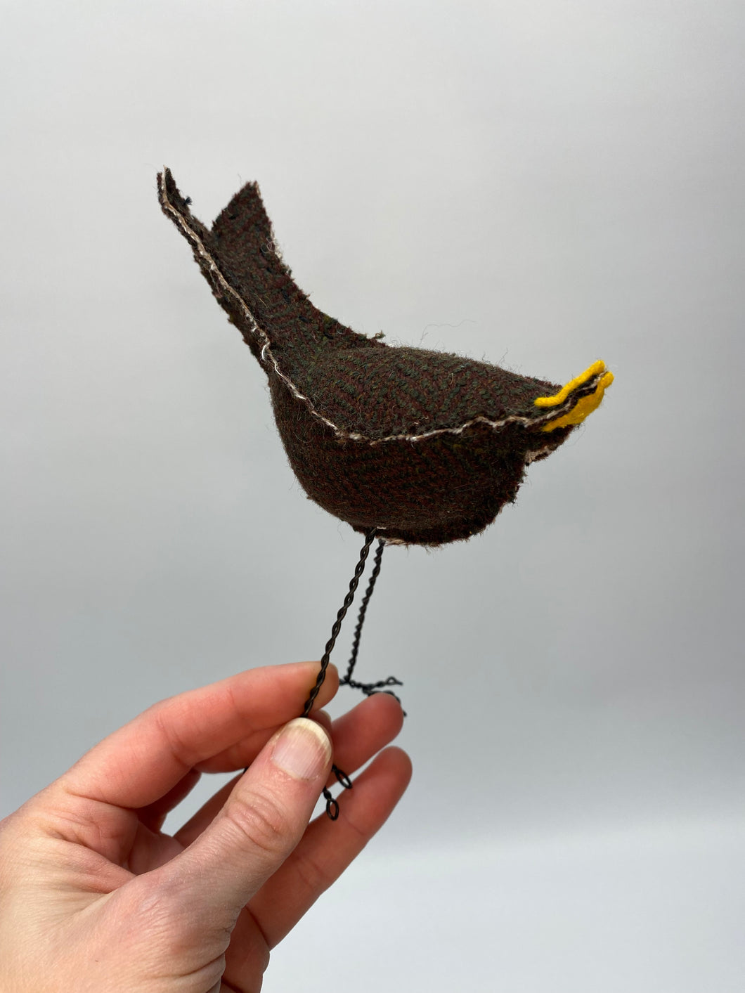 Bird with Wire Legs - Green and Brown
