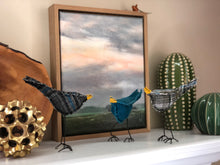 Load image into Gallery viewer, Bird with Wire Legs - Blue Green Plaid
