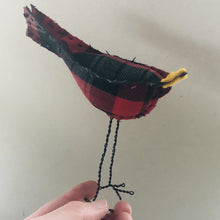Load image into Gallery viewer, Bird with Wire Legs - Red Plaid
